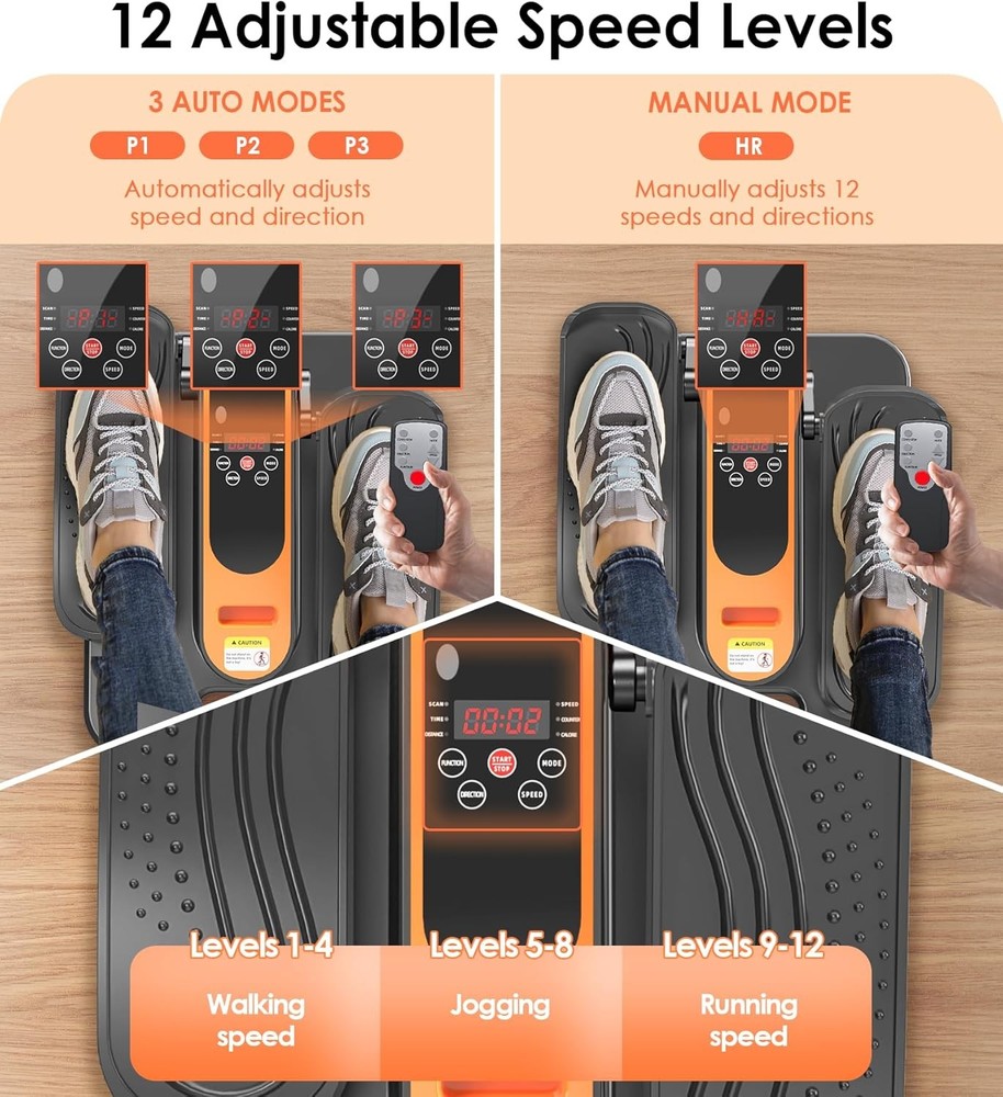 12 Adjustable Speed Under Desk Elliptical Machine Seated Pedal Exercise Machine