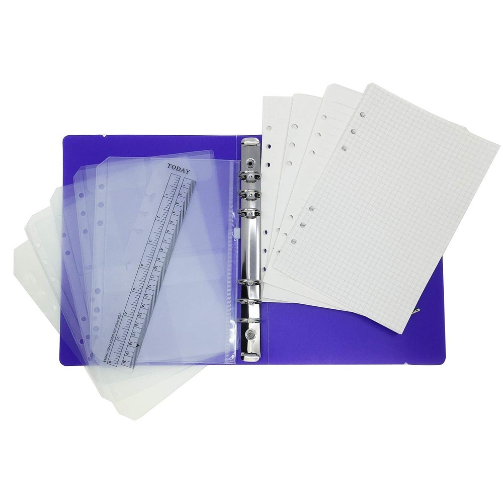 A6 PP Binder with Pages & Binder Pocket Set, White A6 Combo
