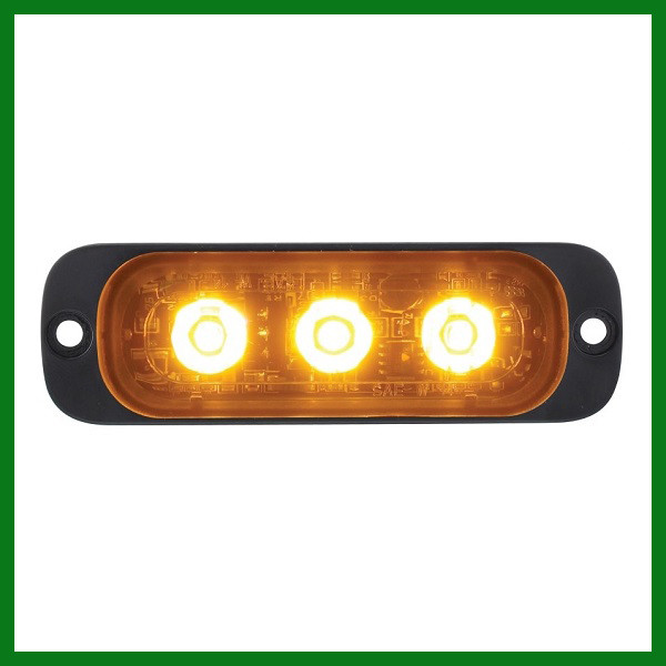 High Power 3 LED 3/8" Super Thin Amber Clear Lens Strobe Warning Surface Mount