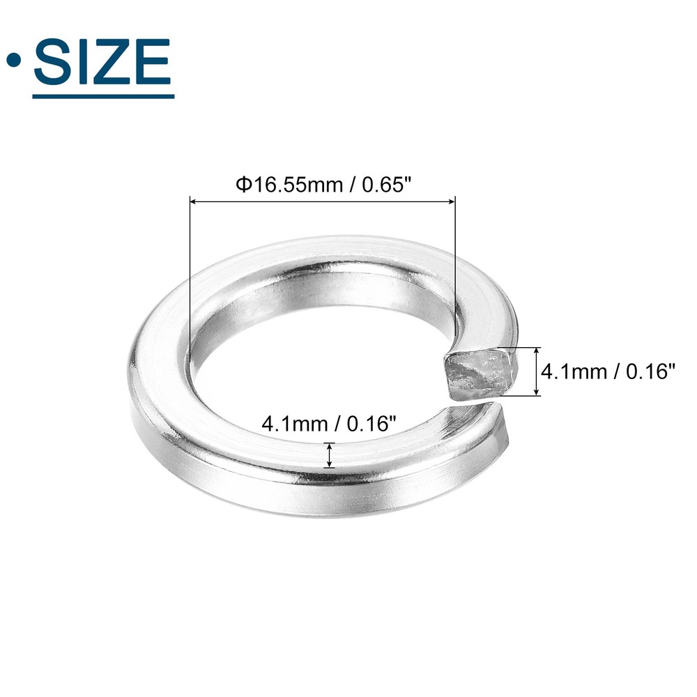 M16 Split Lock Washer, 30Pcs 304 Stainless Steel Spring Lock Washers