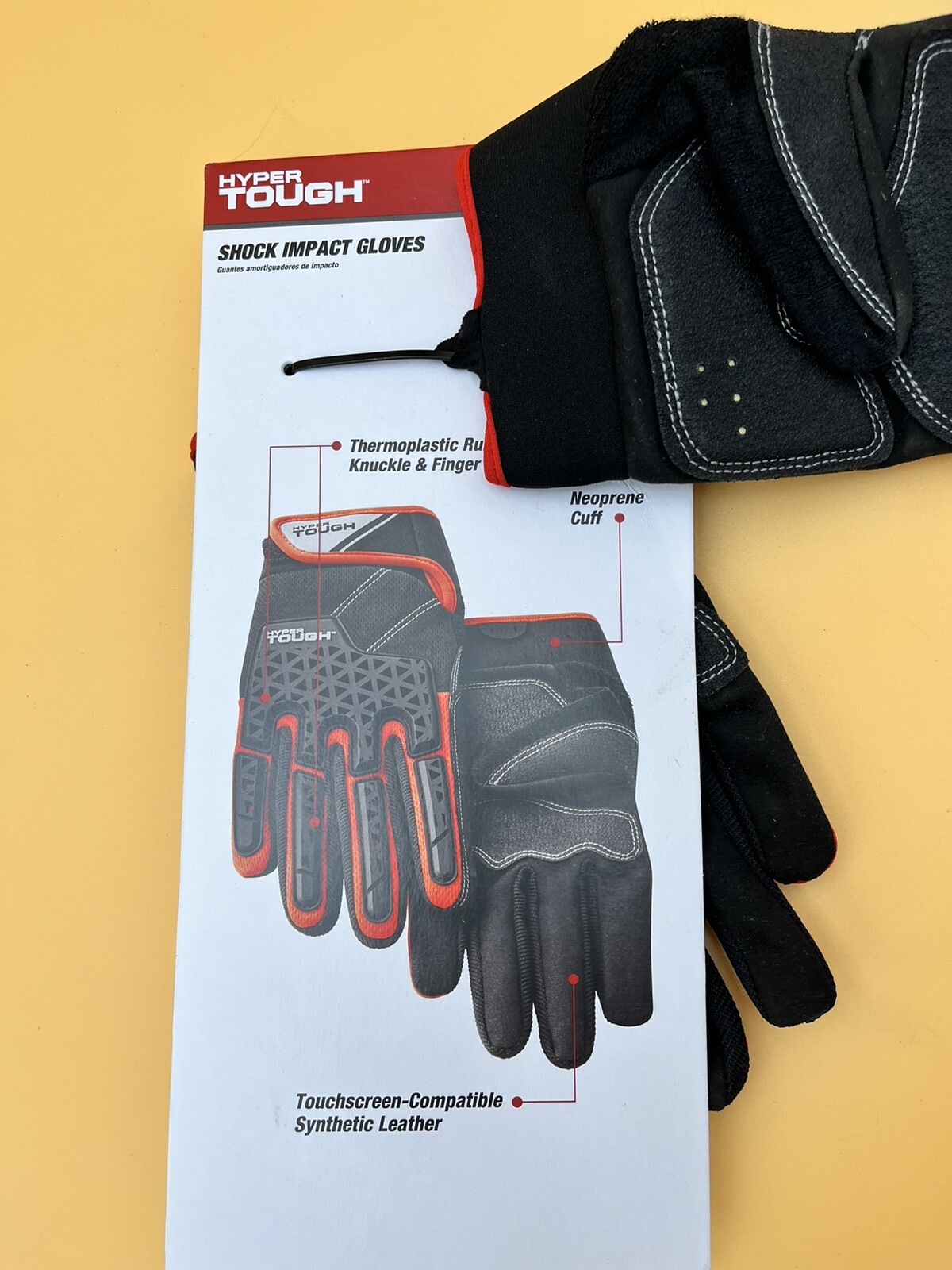 Hyper Tough Impact Multi Purpose Work Glove Red/Black Size Large - NEW