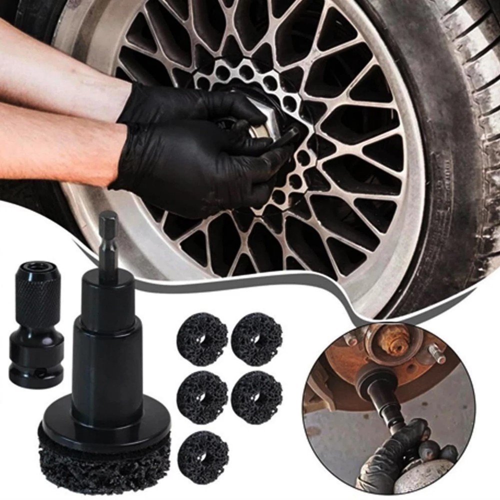 Hub Shaft Rust Removal Tool Wheel Stud Deburring Kit 10 Cleaning Pads Drill