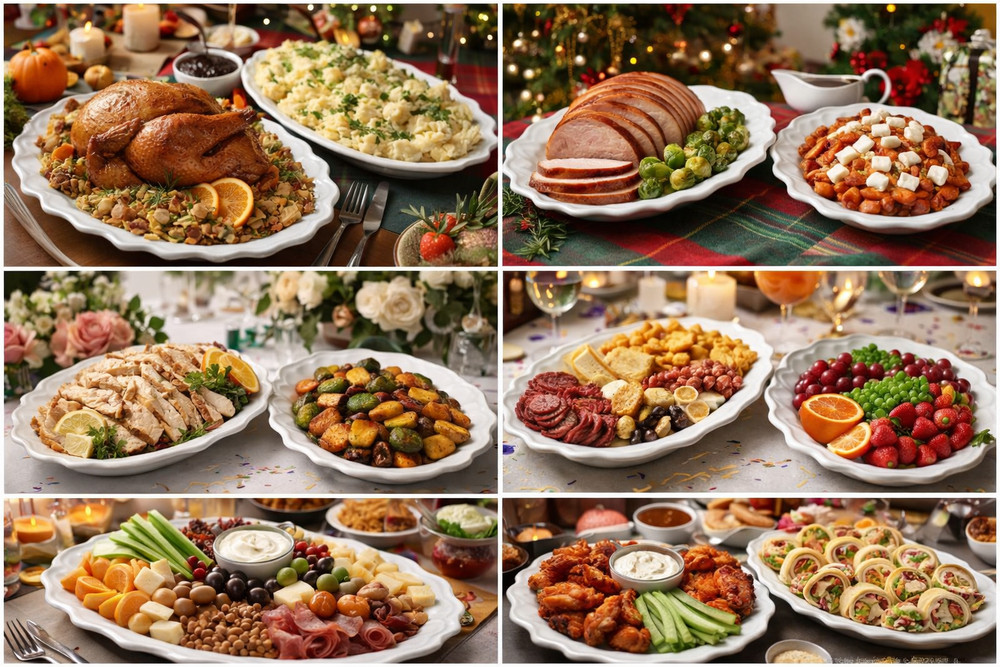 2 Pc White Oval Serving Platters Scalloped Edge Ceramic Dinnerware Serving Tray