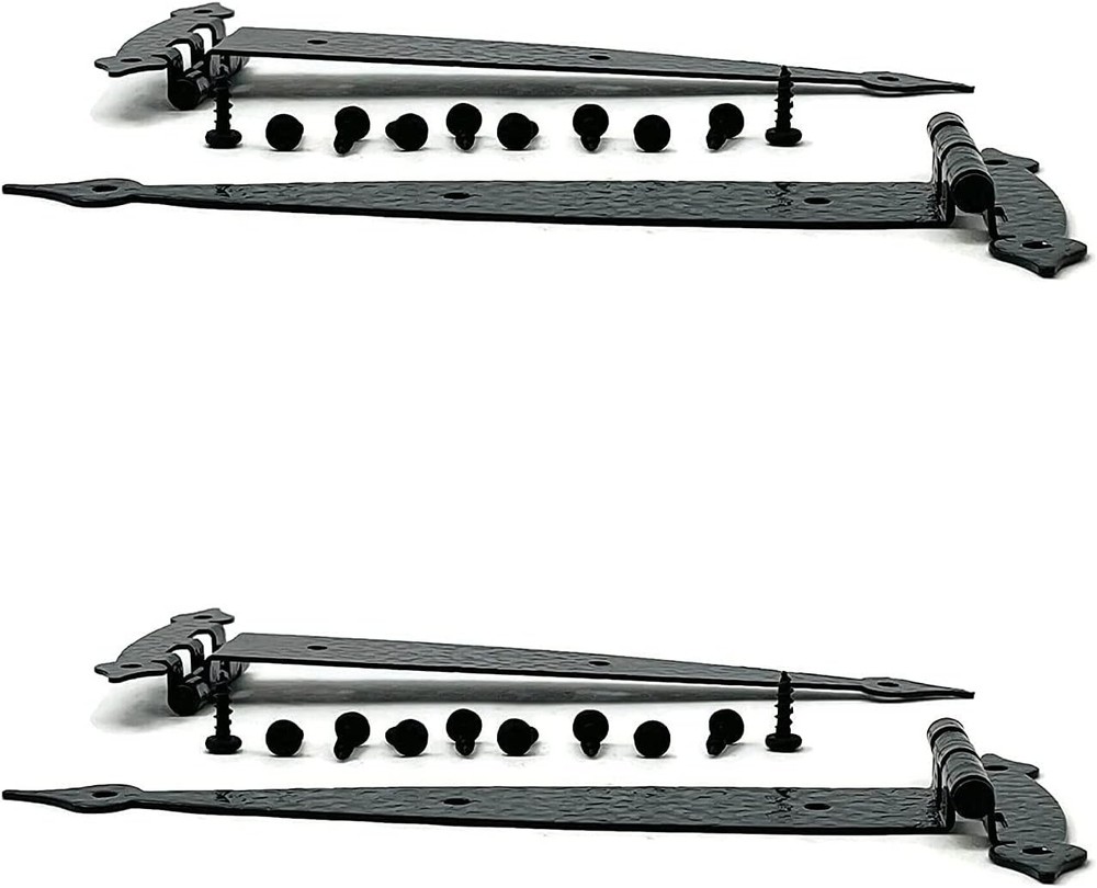 Black Colonial Flush Surface Mount Strap Hinge With Black Screws