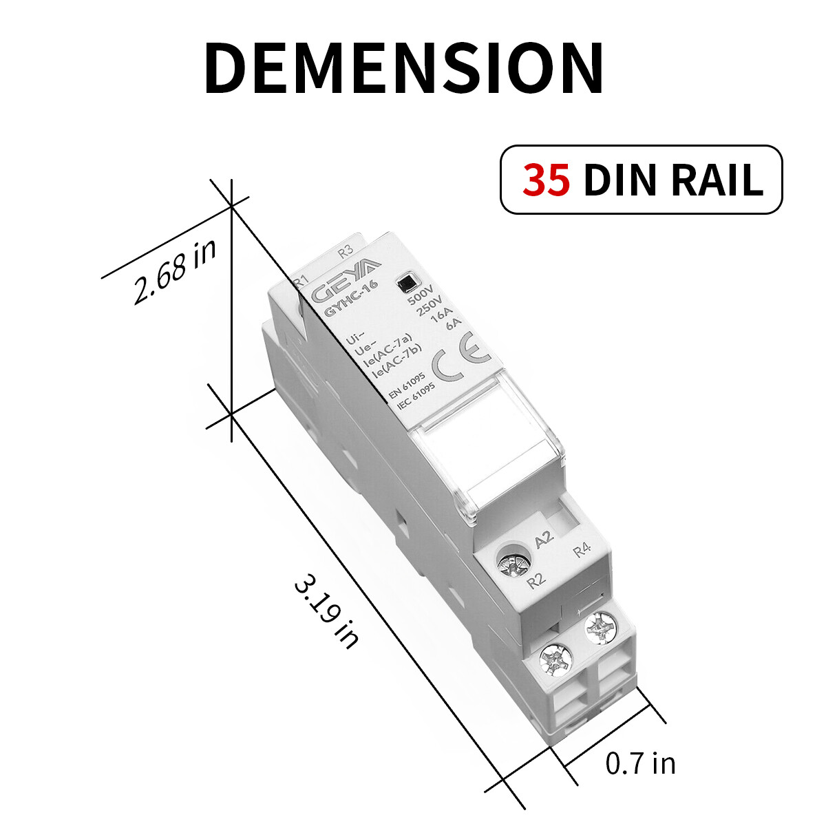 GEYA Modular AC Automatic Contactor 2P 25A 2NO 110V Household Contactor Din Rail