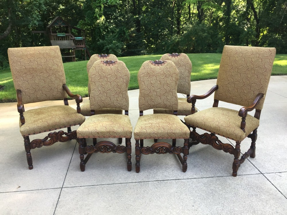 Antique DR Table, 6 Chairs, Buffet, and Server