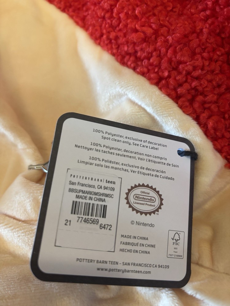 Pottery Barn Large Super Mario™ Super Mushroom Bean Bag Chair Slipcover NWT