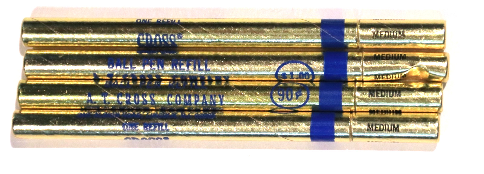 Vintage - LOT of 4 - BLUE MEDIUM Cross Ball Pen Ink Cartridges -NOS - All WORK