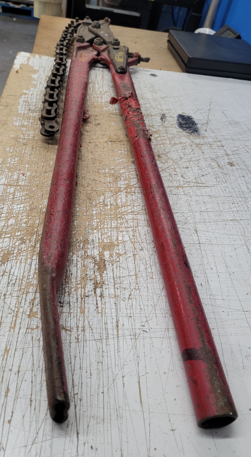 Wheeler-Rex 590-06 Manual Chain Soil Pipe Cutter 26" Chain Needs New Drive Screw