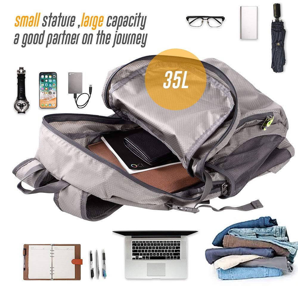 Lightweight Packable Backpack 35L Waterproof Durable Hiking Travel Daypack