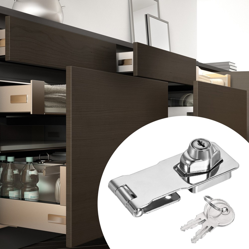 2Pcs 4Inch Keyed Hasp Locks Twist Knob Locking Keyed Different, Silver