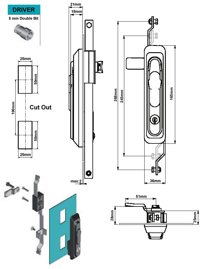 Rod Latch/Lock System (For Enclosures, Cabinets, Boxes, Cases, Generators, etc.)