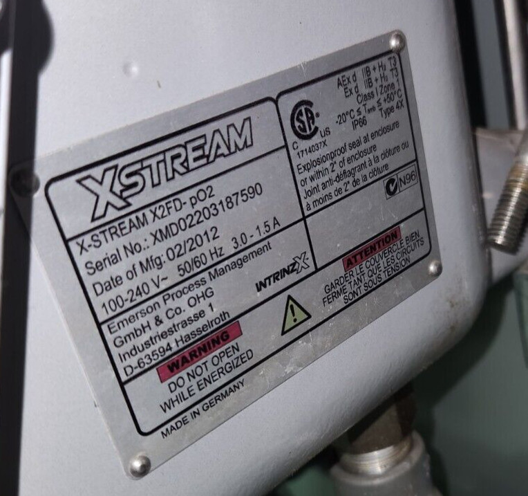 EMERSON ROSEMOUNT X-STREAM X2FD-PO2 FLAMEPROOF GAS ANALYZER VARIATION 100/240v