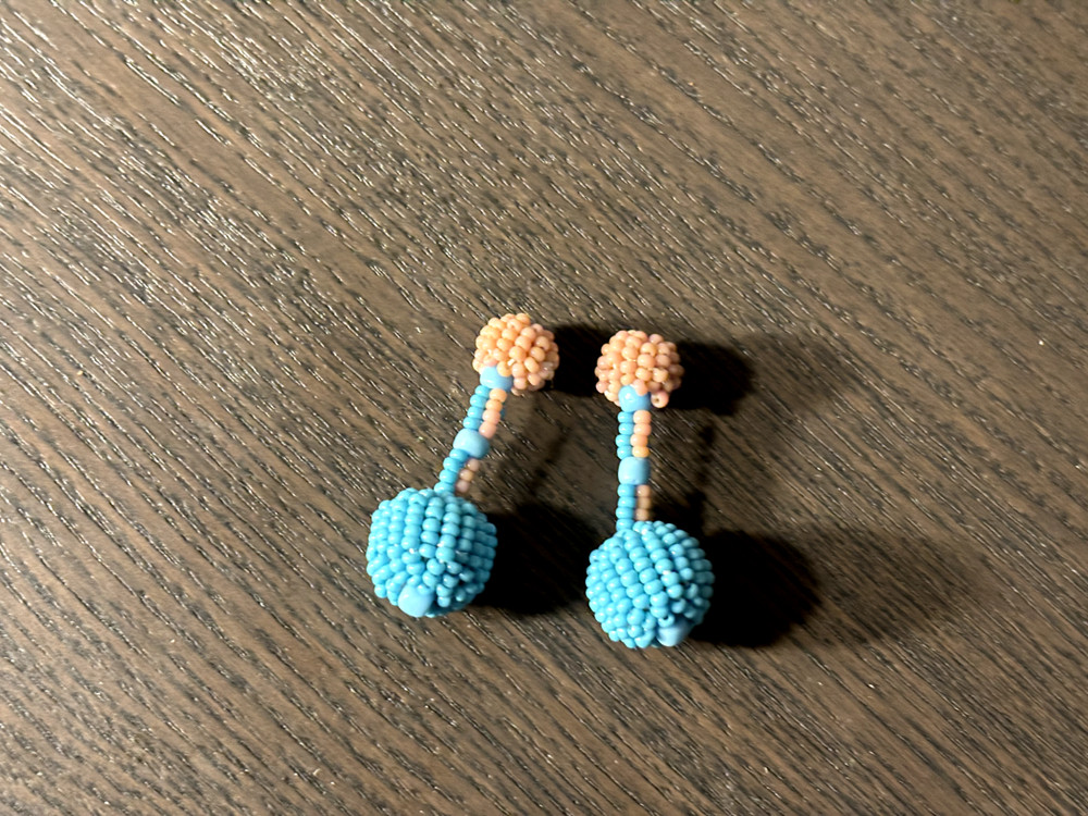 blue / salmon (pink / orange) 'bead' cufflinks