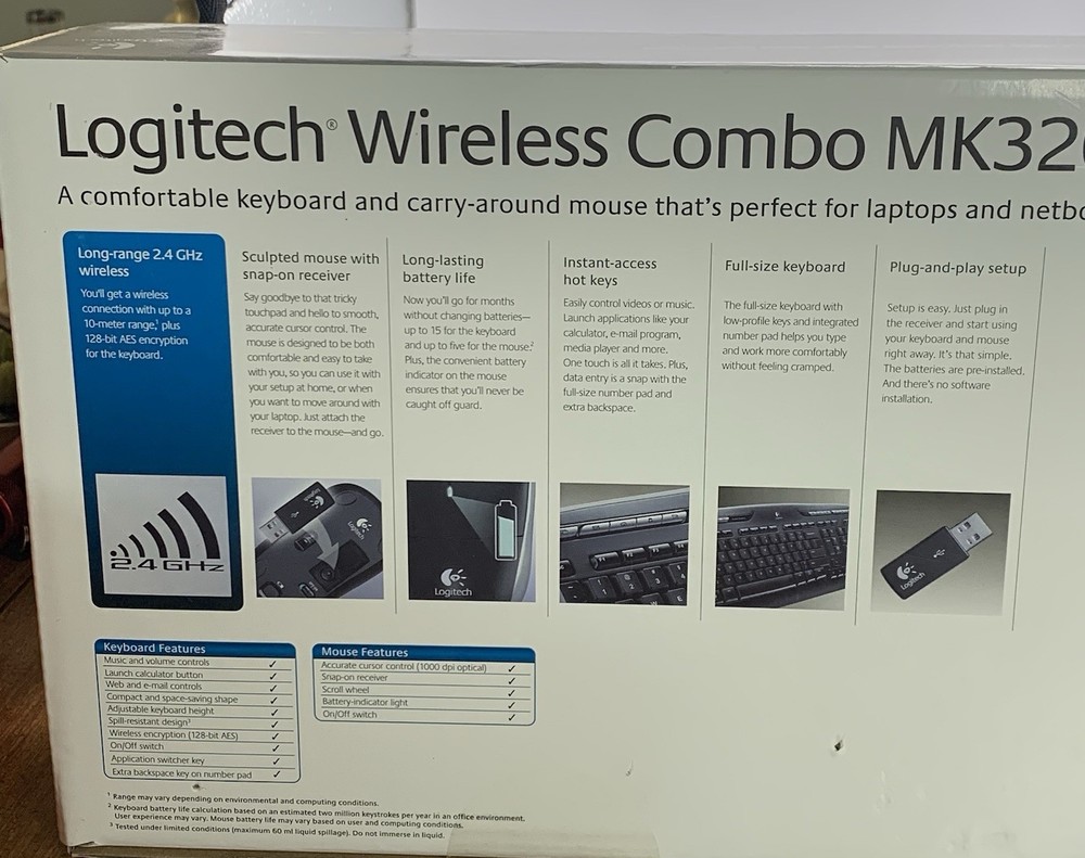 Logitech MK320 Wireless Combo Keyboard & Mouse 24GHz Encrypted Wireless Connect