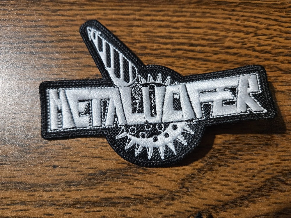 METALUCIFER,SEW ON WHITE EMBROIDERED PATCH