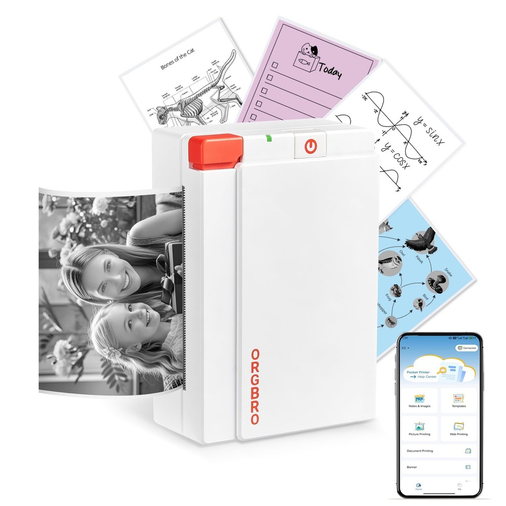 ORGBRO Sticker Printer Machine, X3 Mini Printer Print Pods Portable Thermal I...