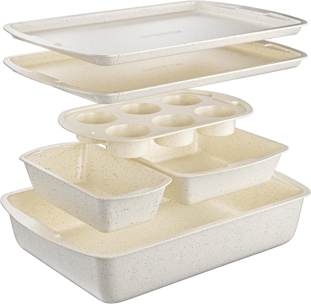 Baking Pan Set of 6 - Stackable, non-stick baking pans for home cooking