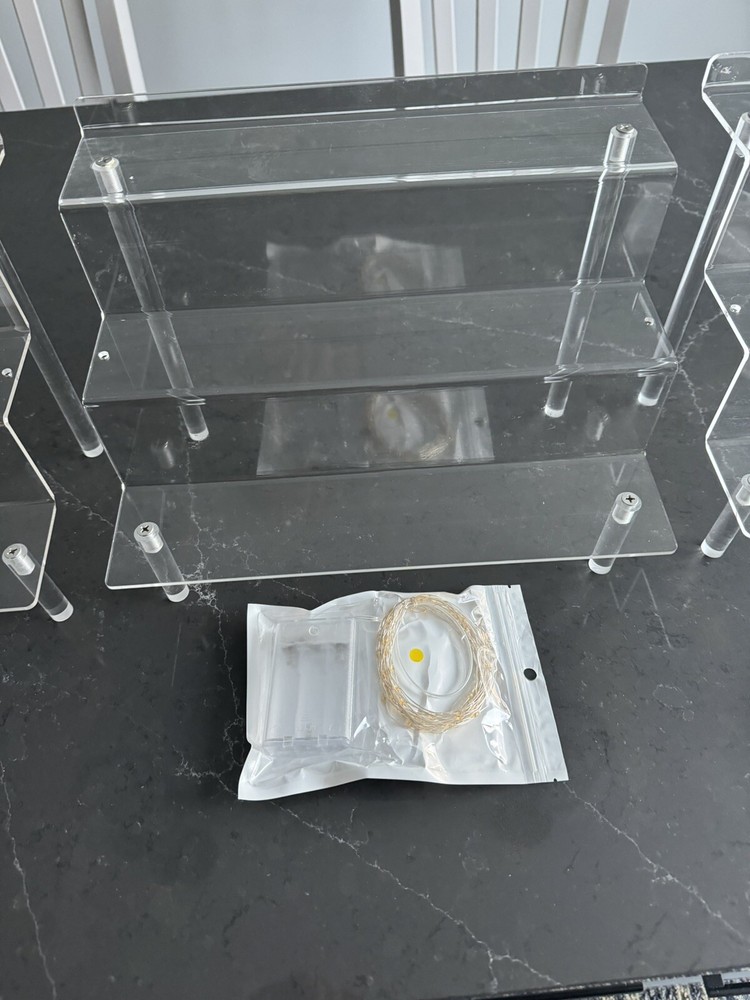 3 Acrylic Display Risers, Cupcake Stands with LED lighting
