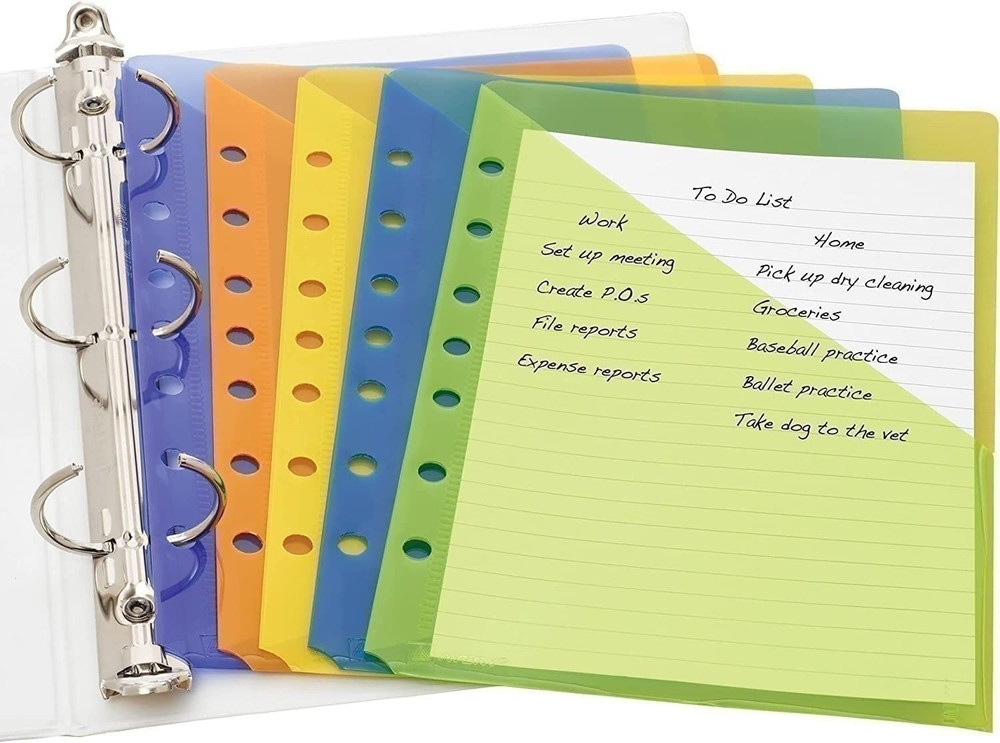 Avery Mini Binder Pockets,Assorted Colors,Fits 3-Ring Binders and 7-Ring Binders