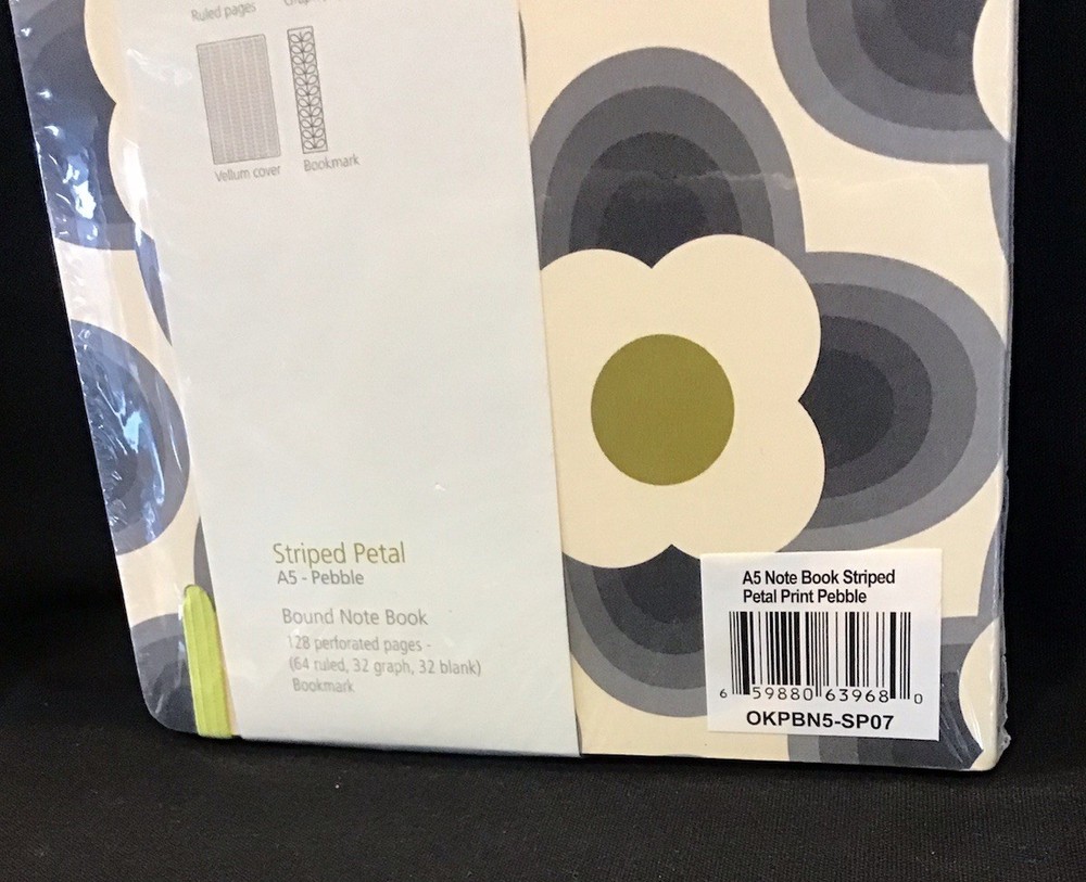 Note book - Orla Kiely - Bound Notebook - Size A5 - Pebble Print - New