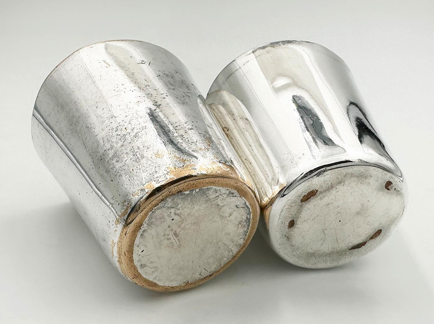 ANTIQUE PAIR BEAKERS OLD SHEFFIELD PLATE GEORGE III c1800