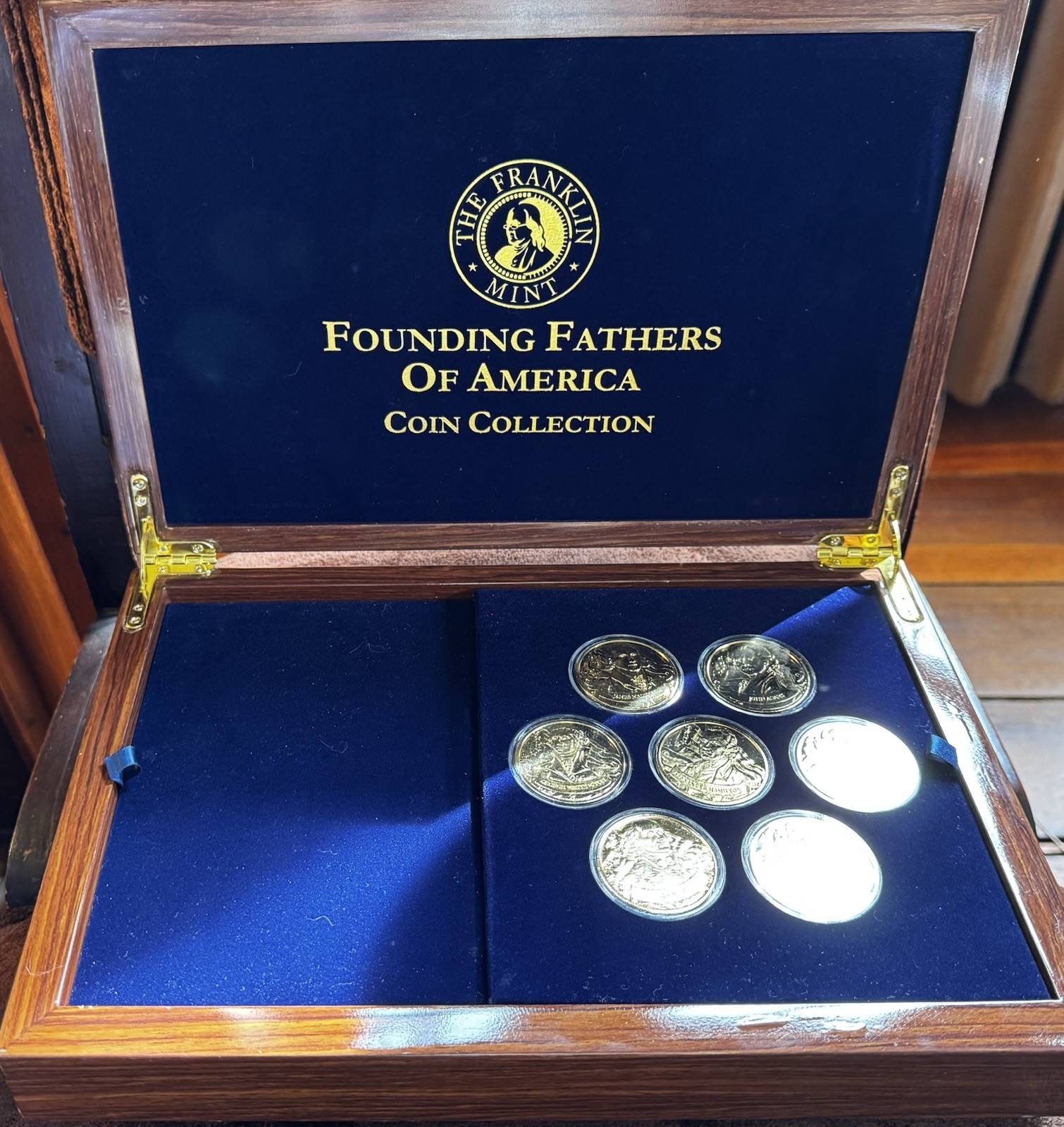 Franklin Mint Founding Fathers of America Medal Collection Set with Display Case