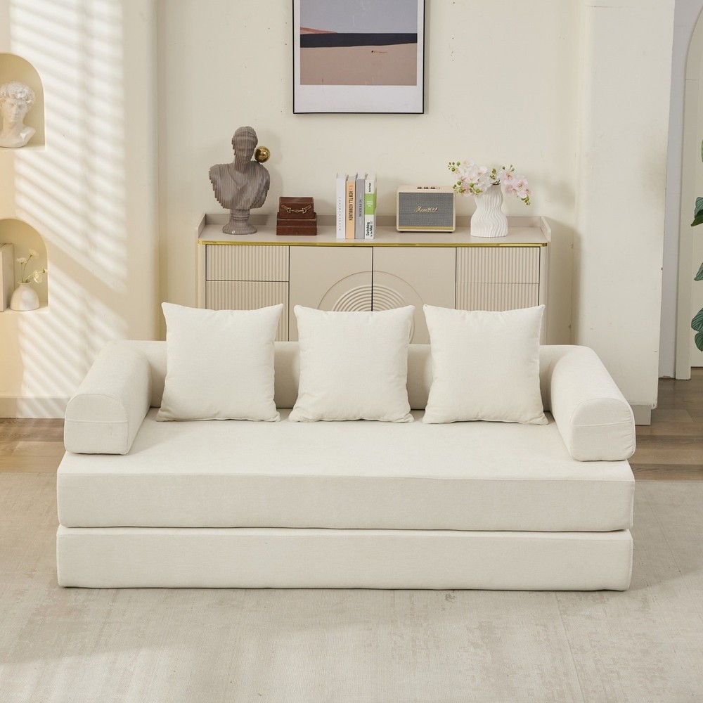 Convertible Sleeper Sofa Bed Floor Couch Sofa Chairs Folding Sofa Bed w/ Pillows