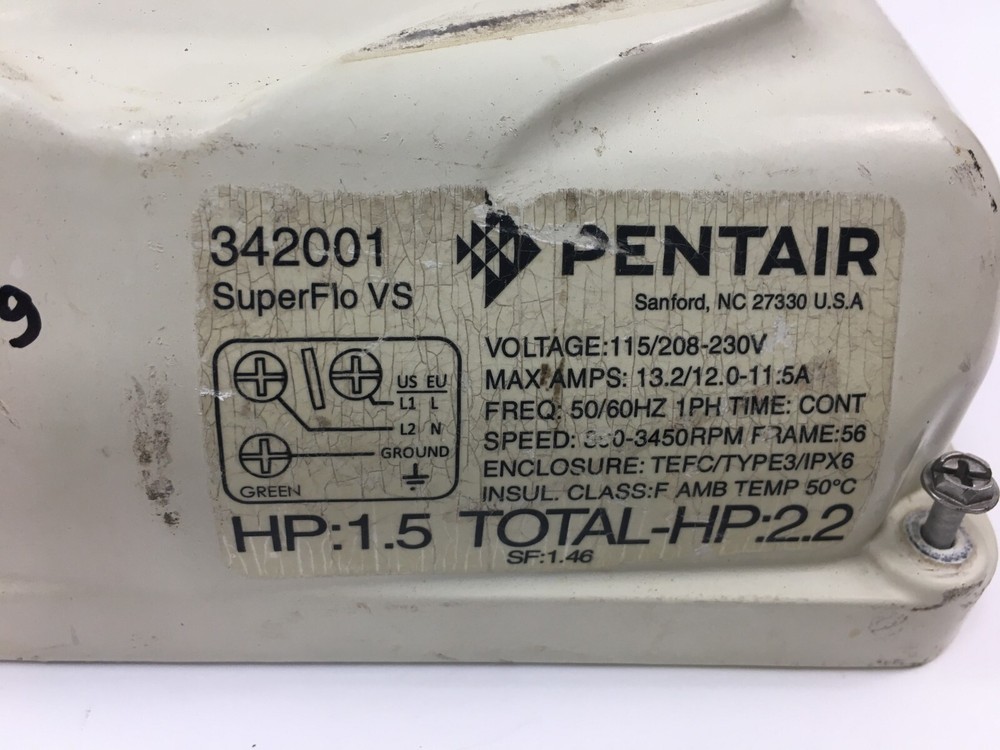 Pentair 342001 SuperFlo Vs Pump Control Panel ONLY used #D809