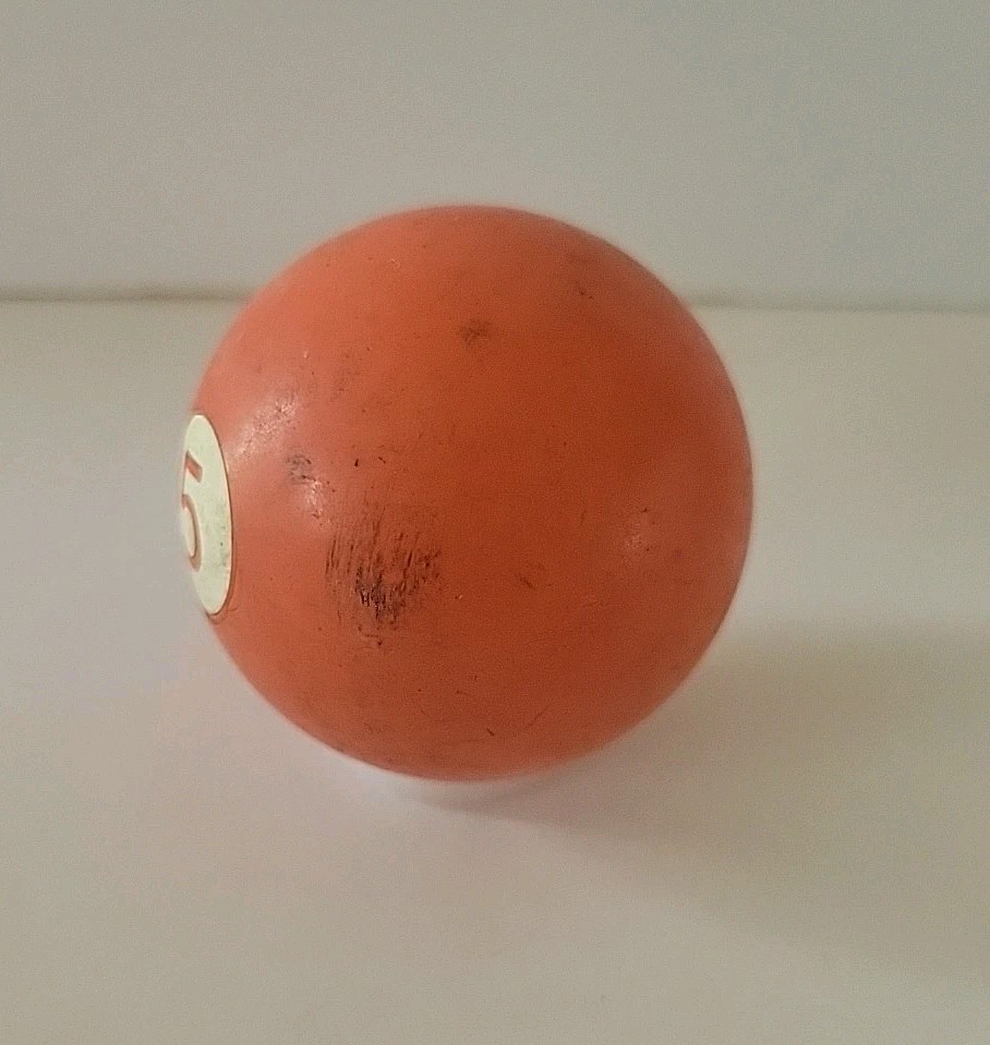 Vintage No. 5 Solid Orange Pool Ball Billiard 2" Replacement (M)