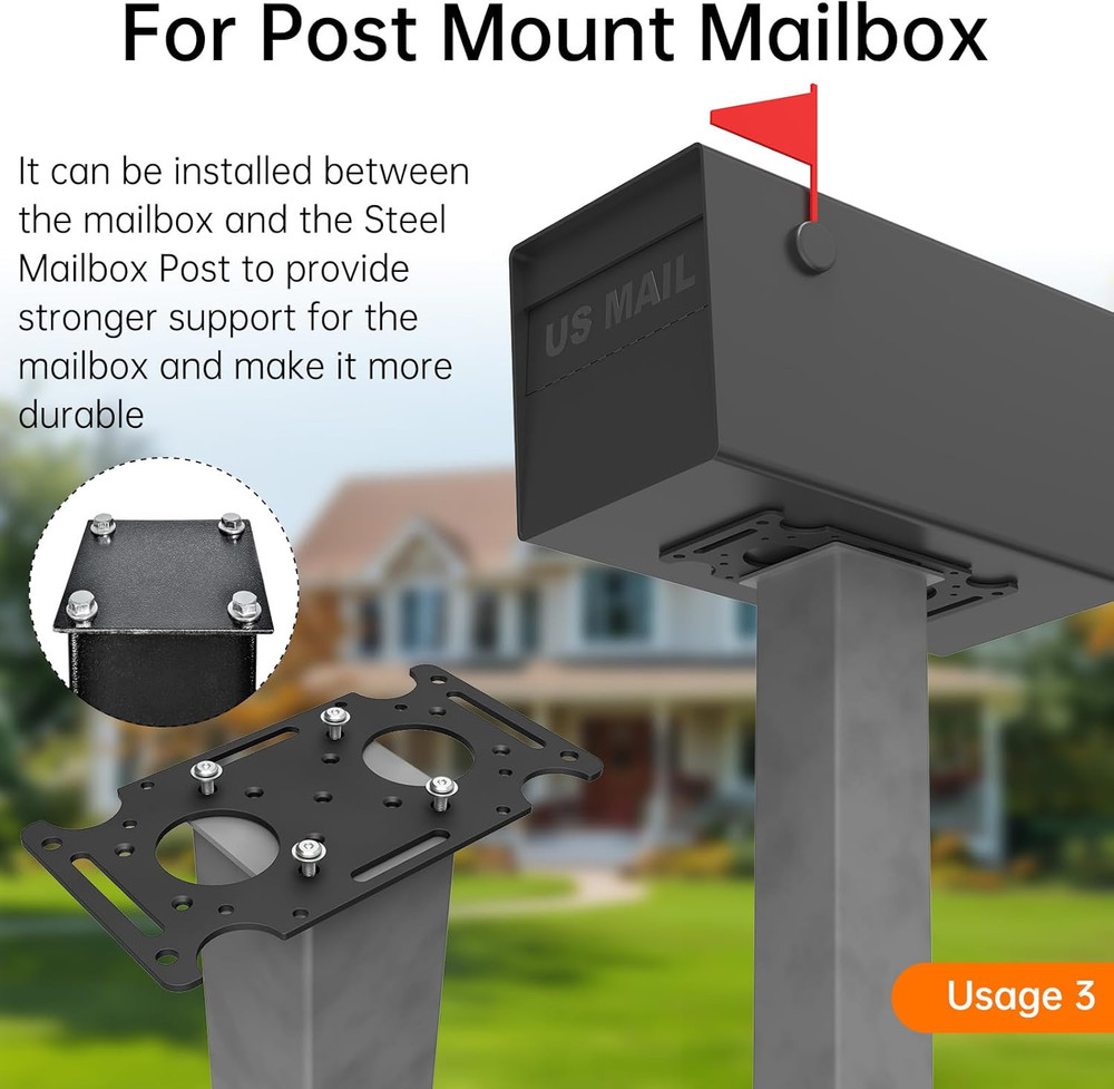 Mailbox Mounting Bracket, Plate for Post Mount Mailboxes, Compatible with Mail B