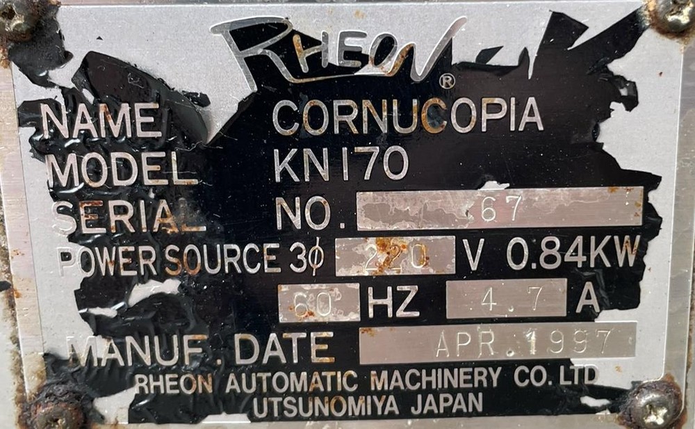 Rheon (CORNUCOPIA KN170) Automatic Encrusting Confectionary Depositing Machine