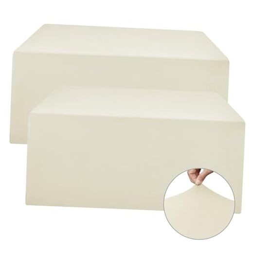 Spandex Fitted Table Clothes Pack - 48 x4 Inch - Rectangle 4FT 2 Beige