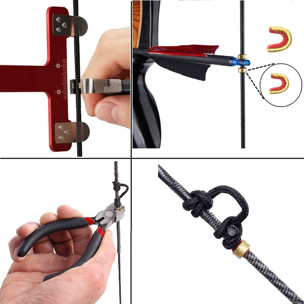 Bow String Nocking Points Set with T Square Ruler Nocking Buckle Pliers and6181