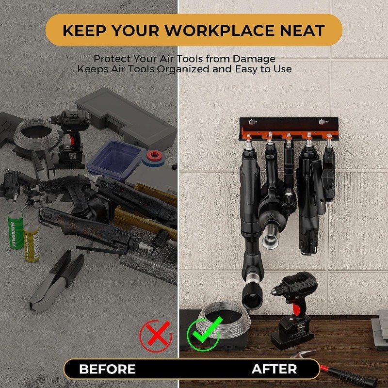 Secure Pneumatic Tool Storage Walls Mount Heavy Five Position organizers