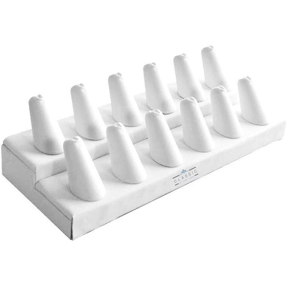 Classic Display Ring Fingers White Leatherette Material, 12 Slots DSP-017