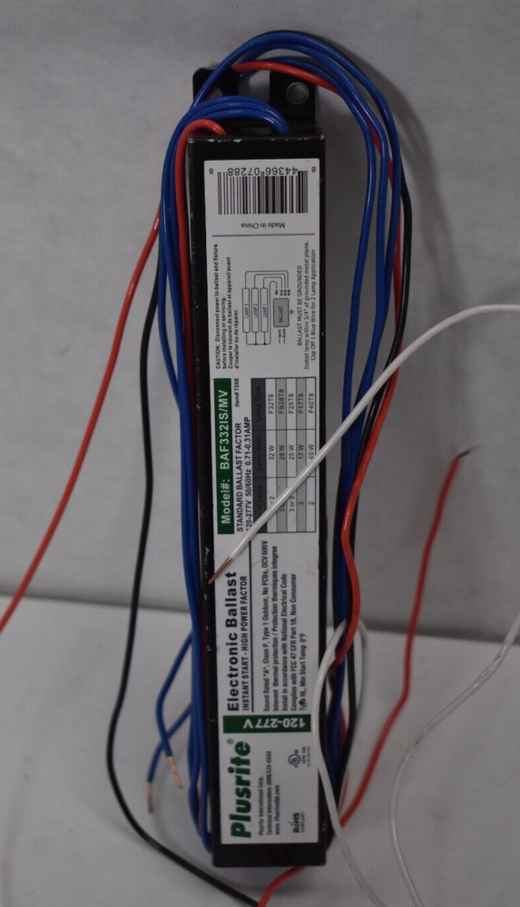 Plusrite Electronic Ballast Standard Instant Start High Power BAF332IS/MV