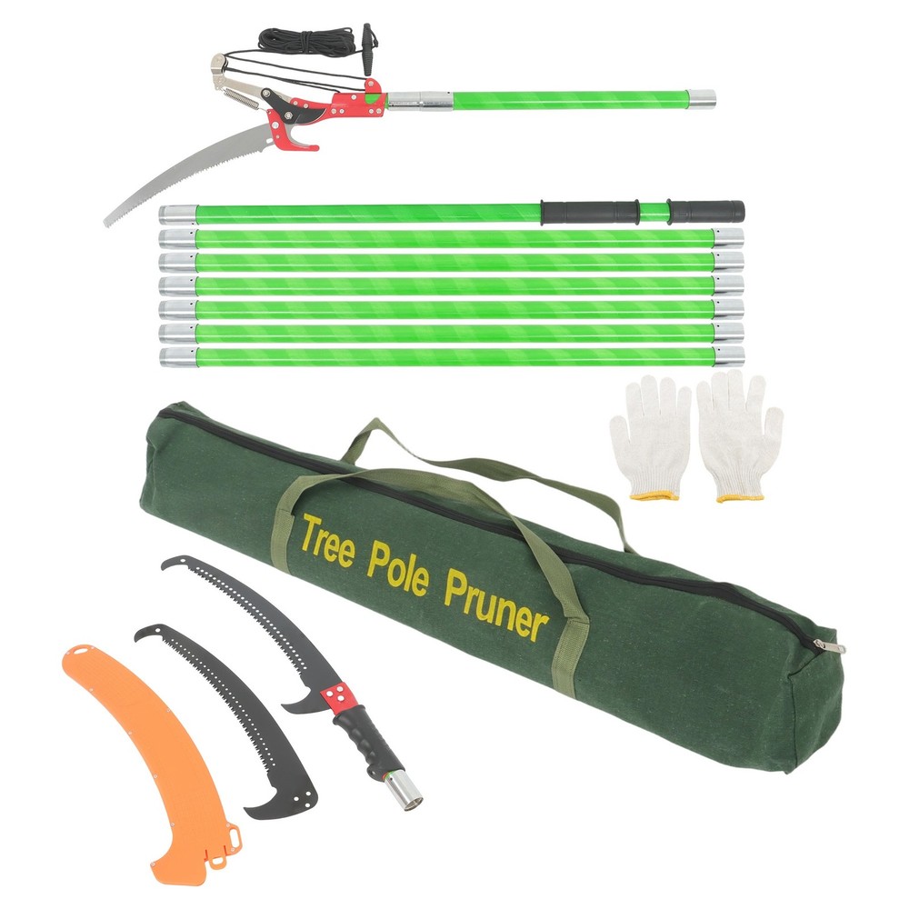 LABLT 27FT Extendable Tree Trimmer & Pole Saw Combo 8-Section Telescoping Green