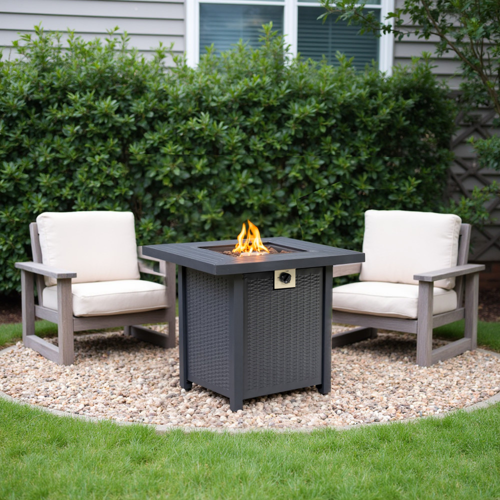 Propane Fire Pit Table with Waterproof Cover and Adjustable Flame