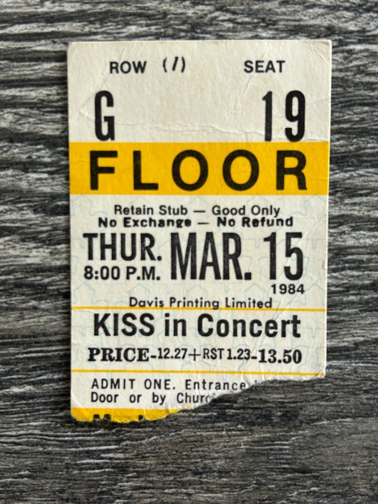 KISS TICKET STUB Toronto Canada Mar 15 1984 Lick It Up Concert Tour Vintage Kiss