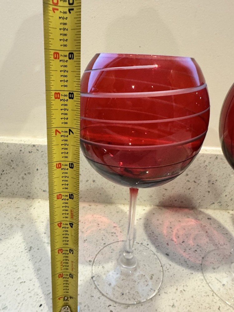 4 Mikasa Cheers Ruby Balloon Wine Glasses