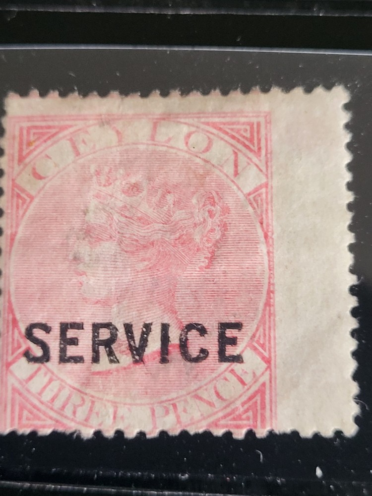 Ceylon 1869 official 3d hinged mint printing error with perferations cutting.