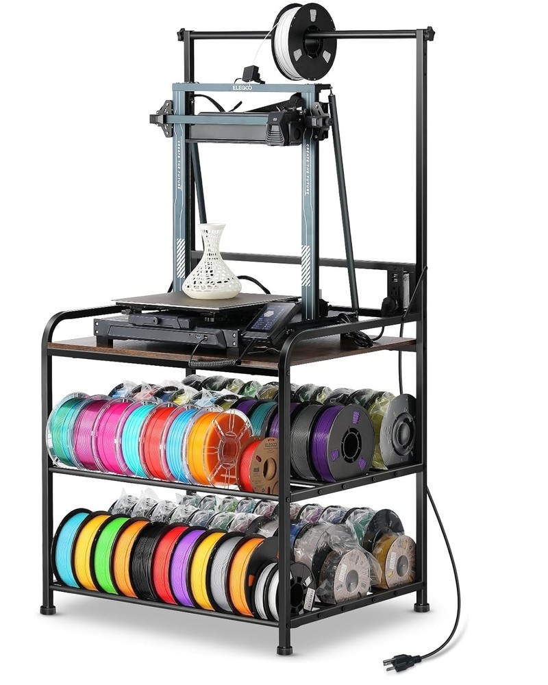 3D Printer Rack with Rolling Wheels, Filament Organizer for Garage & Workshop