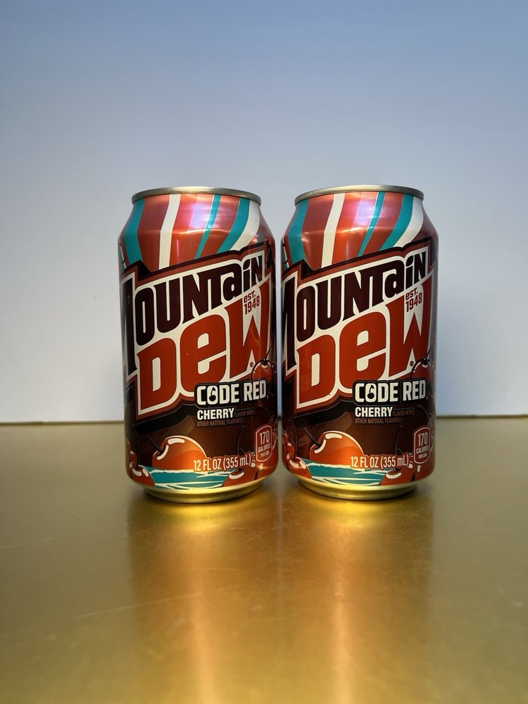 🔴 New Limited Edition Mountain Dew Code Red Cherry Flavored Soda (2 Cans)