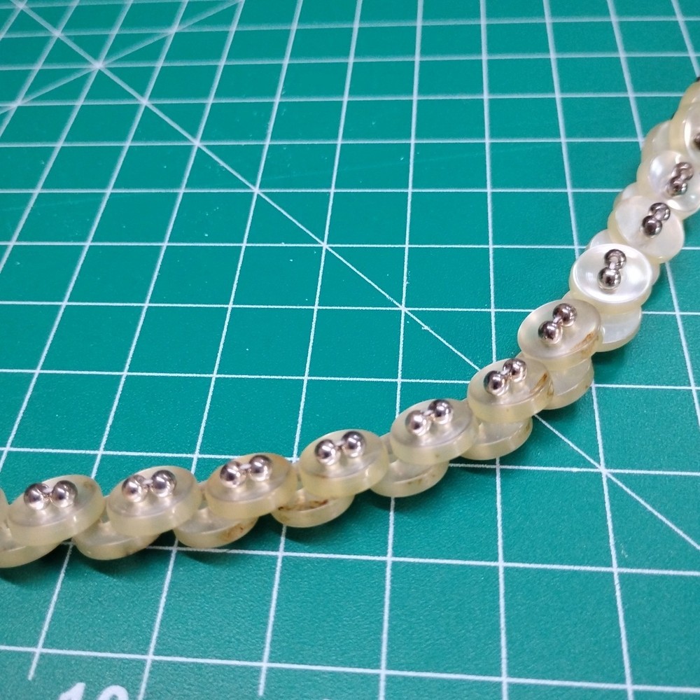 Vintage Transparent White Plastic Button Beaded 34" Necklace