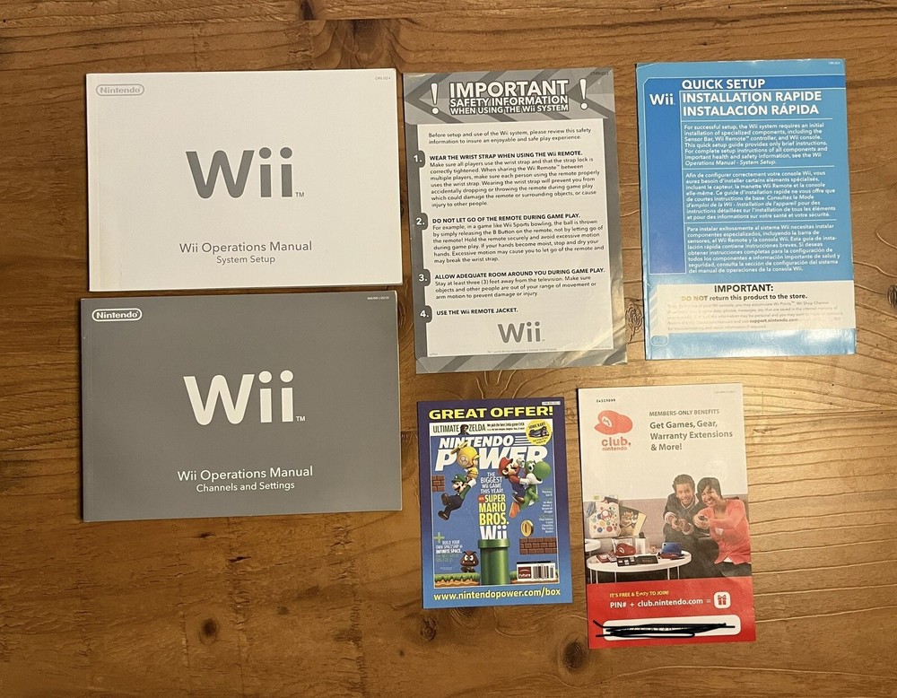 Nintendo Wii Manuals Console Instructions + Inserts ONLY Ships Fast