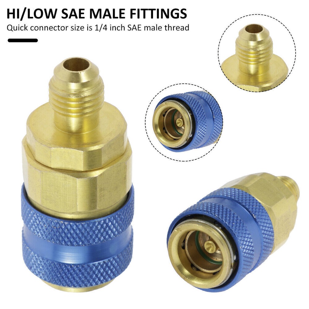 2 Quick Coupler Adapter High Low Side Conversion Kit AC A/C Freon Manifold Gauge