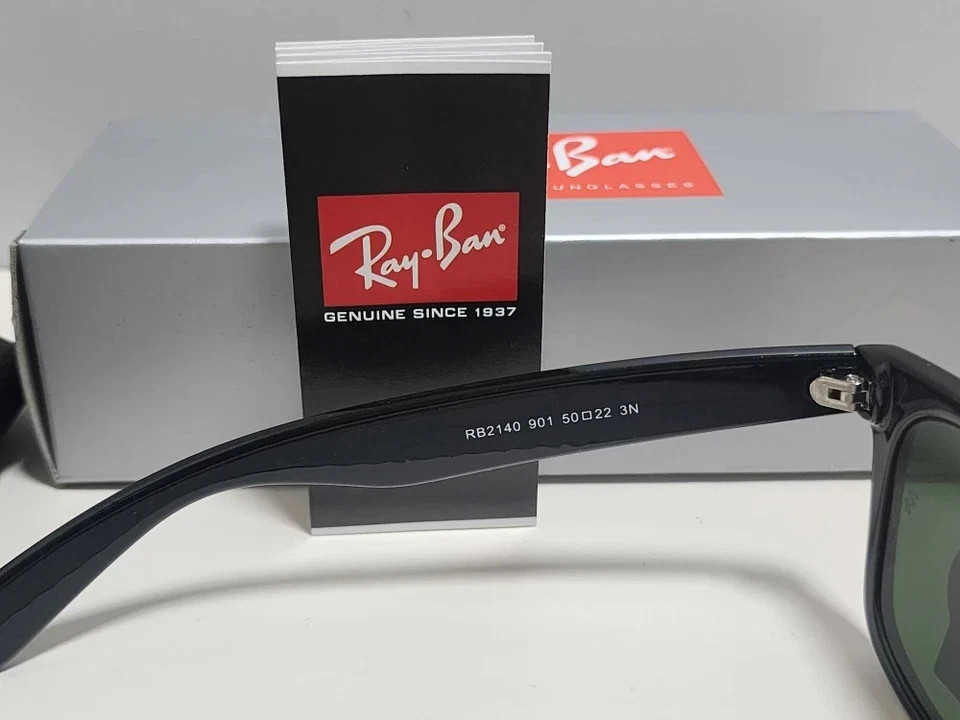 Ray-Ban 2140 Sunglasses Black frame with 50mm green lenses Unisex