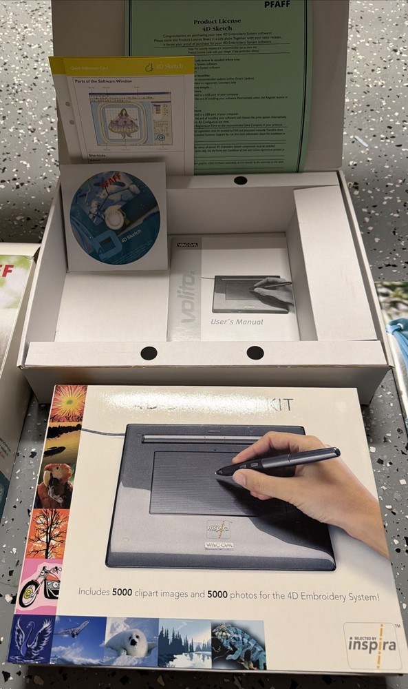 PFAFF 4D SKETCH CREATIVE EMBROIDERY SYSTEM SOFTWARE OPEN BOX