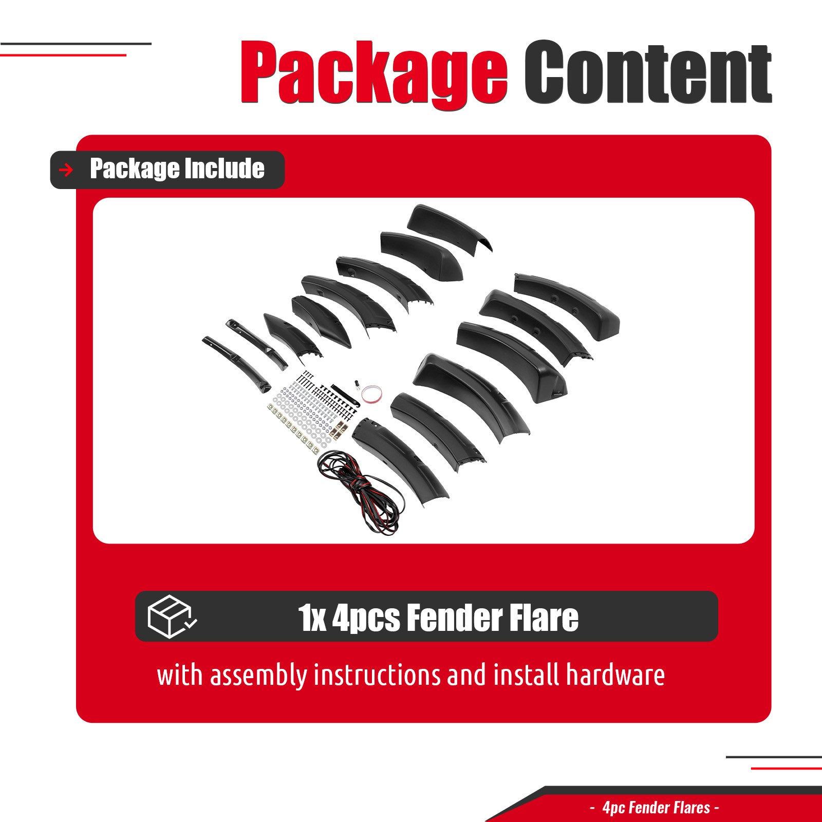 Fender Flare Kit For 1993-2011 Ford Ranger Pocket Rivet Bolt Textured Black